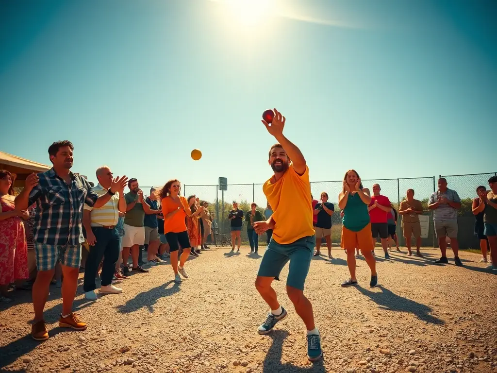 A group of ESBR members participating in a friendly boules match, highlighting the club's community engagement and social activities.